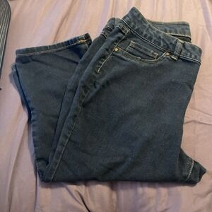 d.jeans Womens Dark Wash Denim Capri Cropped Jeans Size 14 Stretch Basic Casual